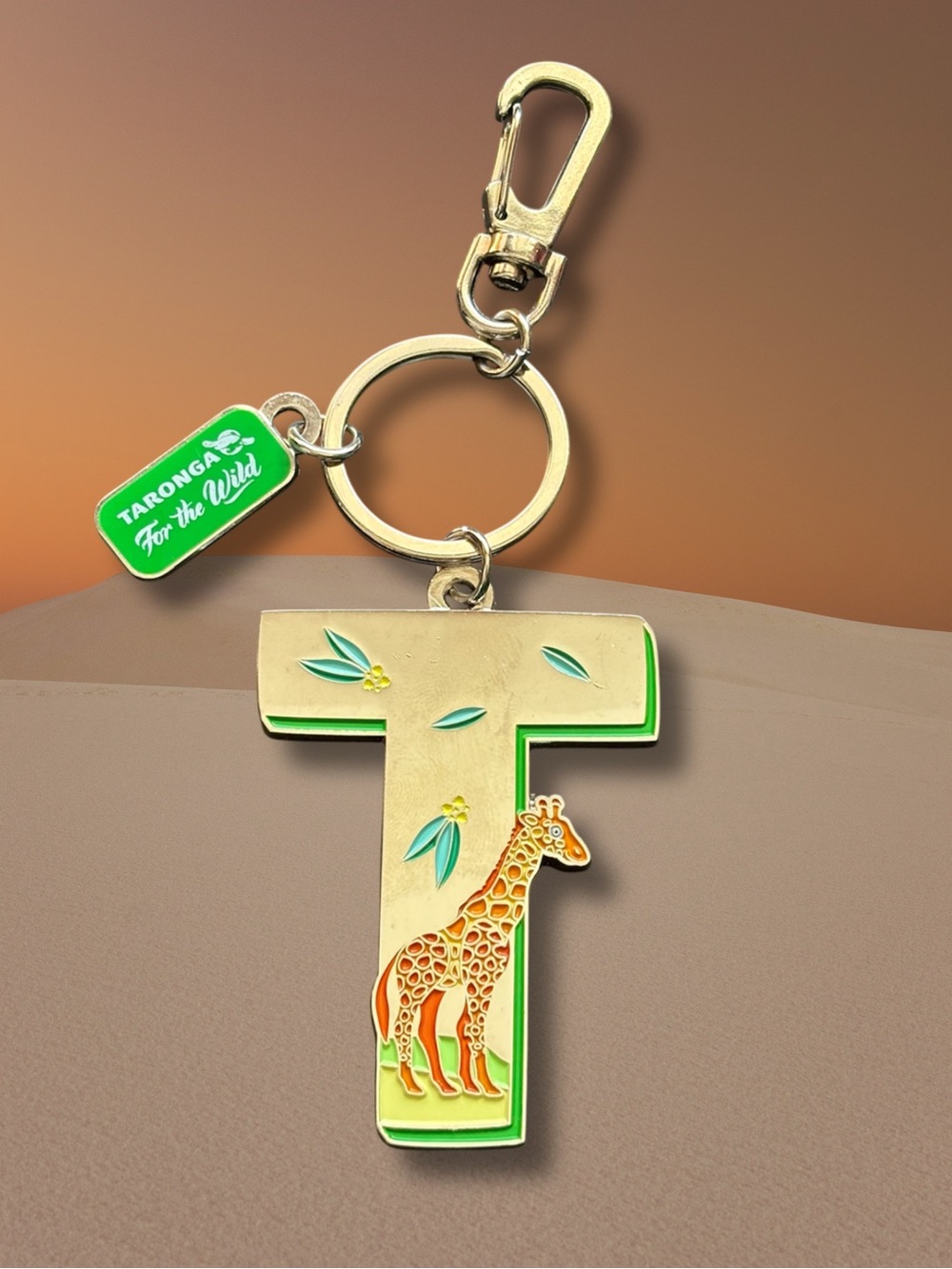 Taronga Zoo Australia Giraffe T Letter Enamel Keychain | Bag Charm